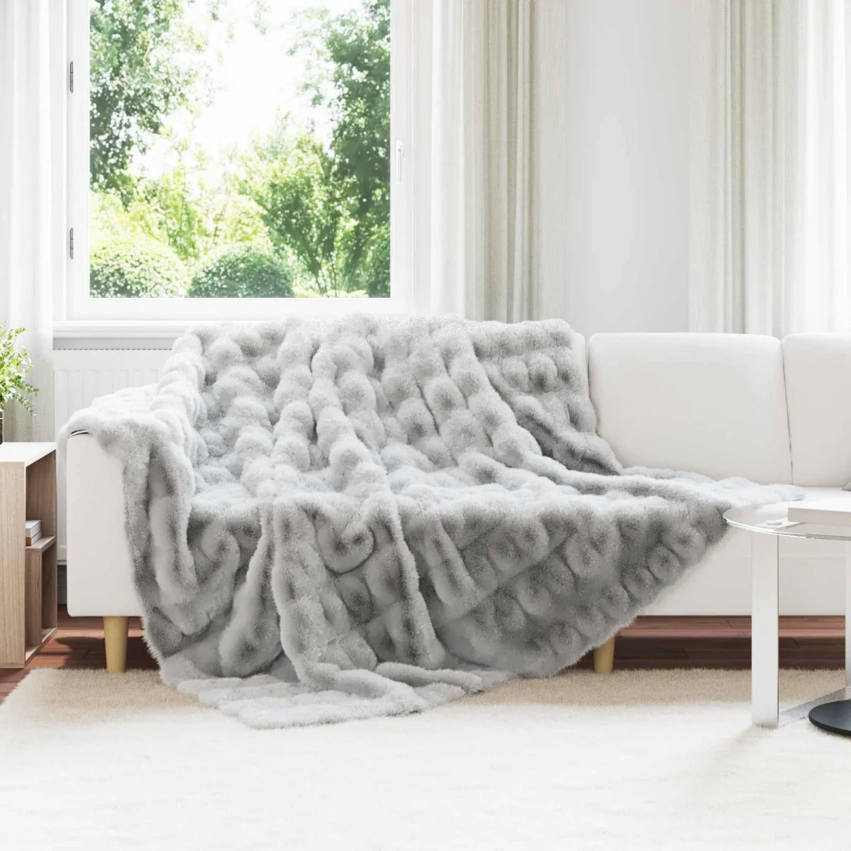 Csúszásgátlós műnyúl takaró Olite 4 pcs Szürke 240 x 270 cm