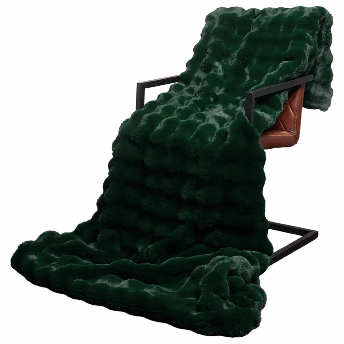 Csúszásgátlós műnyúl takaró Olite 4 pcs Sötétzöld 150 x 220 cm