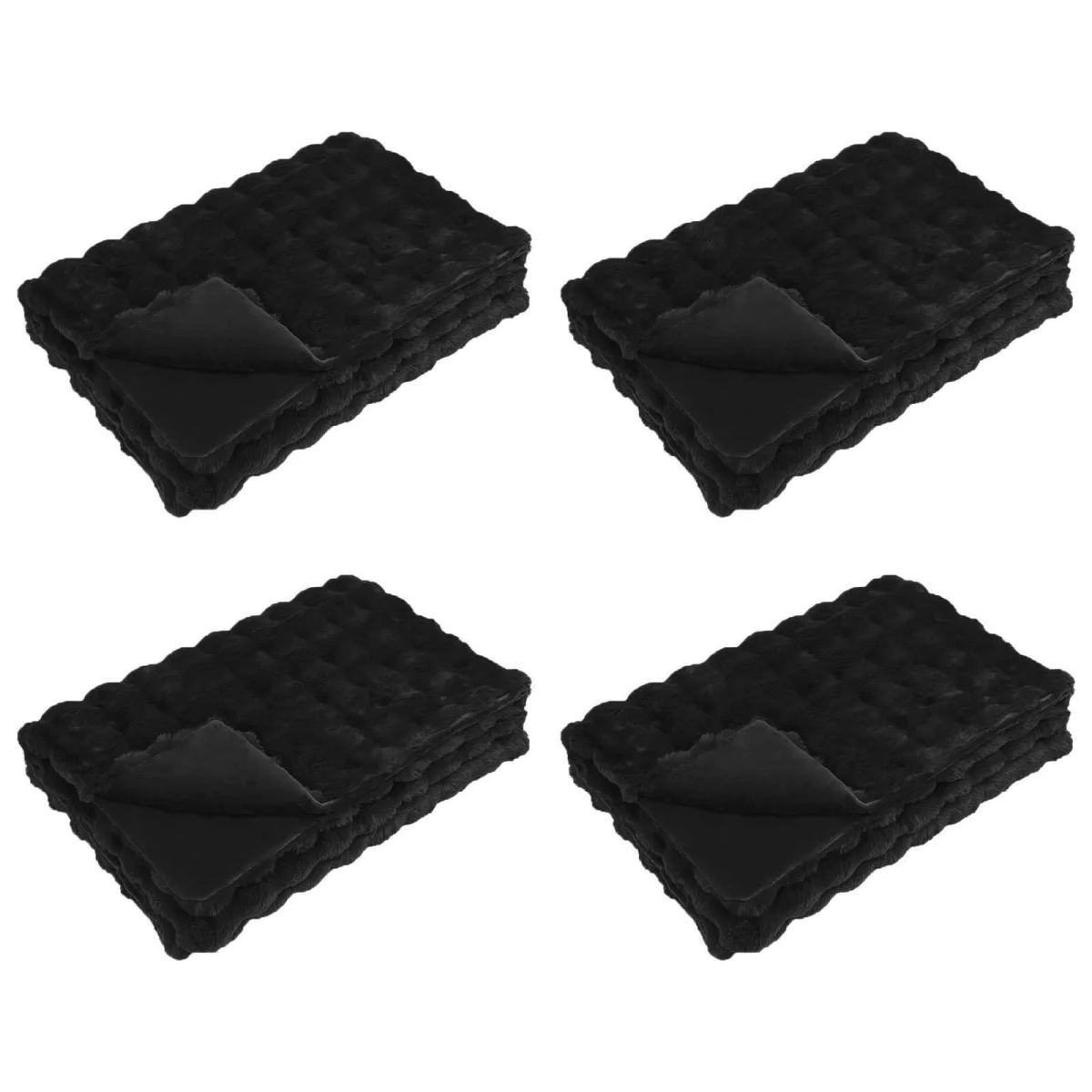 Csúszásgátlós műnyúl takaró Olite 4 pcs Fekete 220 x 240 cm