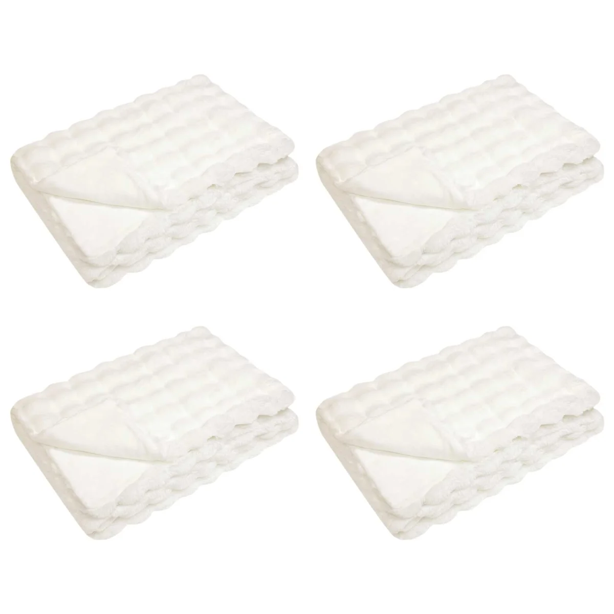 Csúszásgátlós műnyúl takaró Olite 4 pcs Fehér 150 x 220 cm