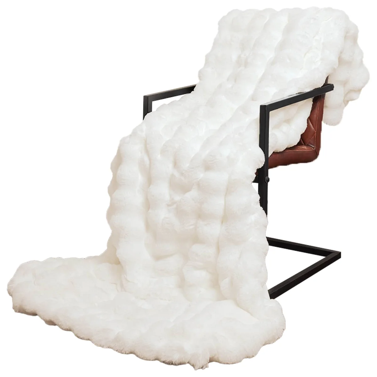 Csúszásgátlós műnyúl takaró Olite 4 pcs Fehér 240 x 270 cm