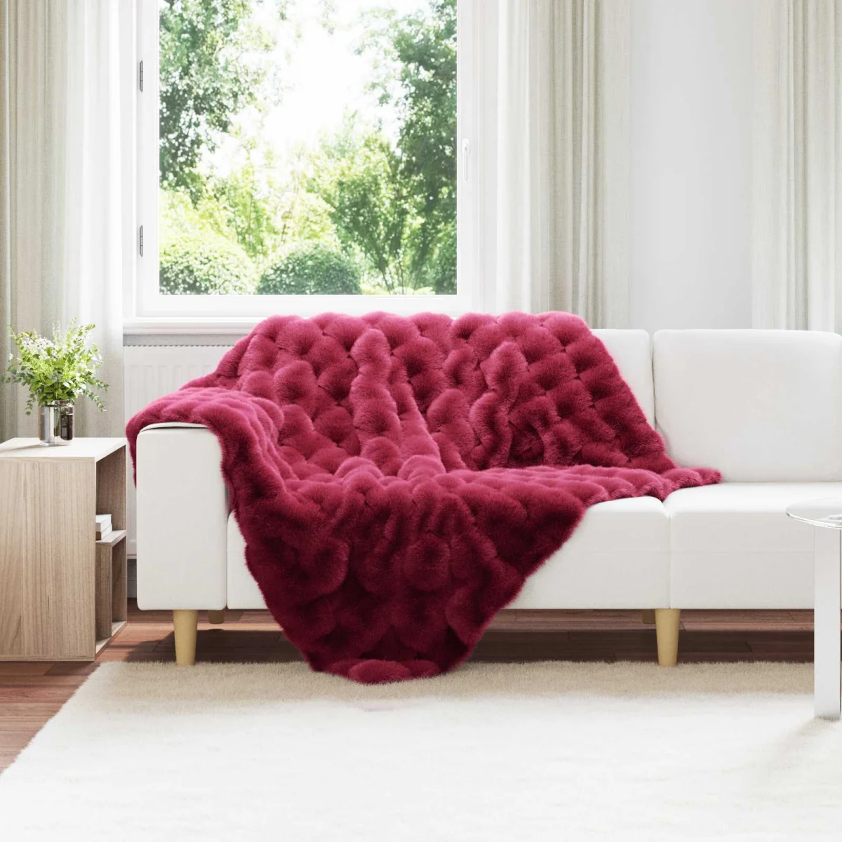 Csúszásgátlós műnyúl takaró Olite 4 pcs Bordeaux piros