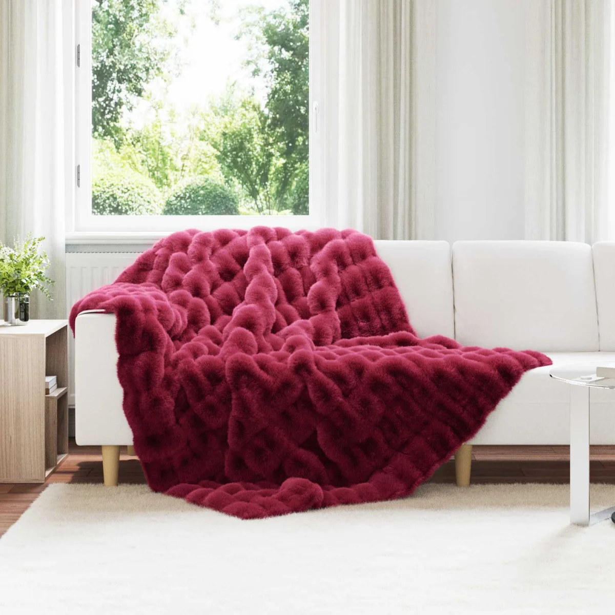Csúszásgátlós műnyúl takaró Olite 4 pcs Bordeaux piros