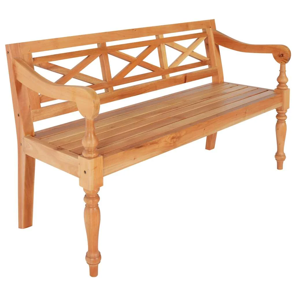 Világosbarna tömör mahagóni Batavia pad 123 cm
