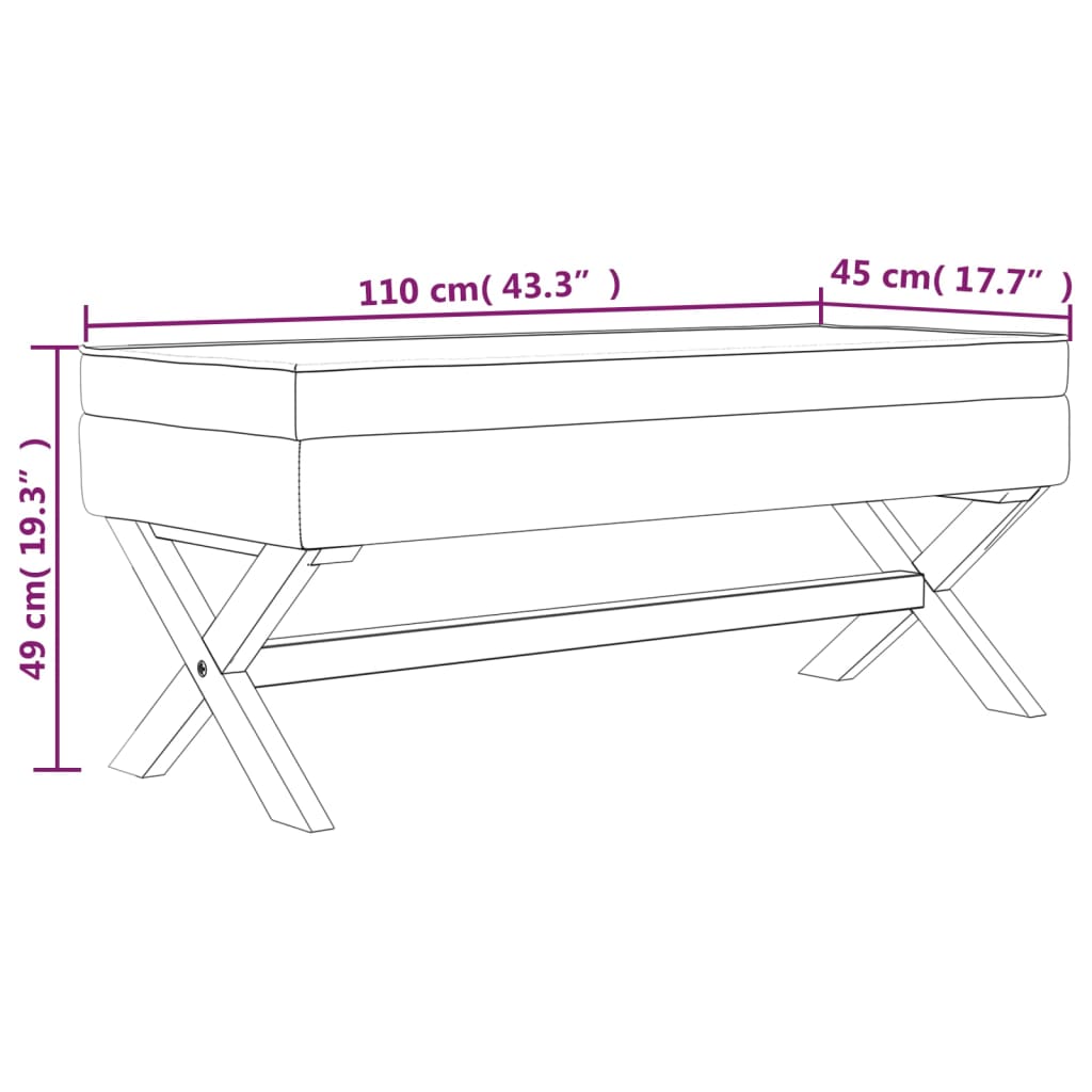 Sötétszürke bársony tárolóülőke 110 x 45 x 49 cm