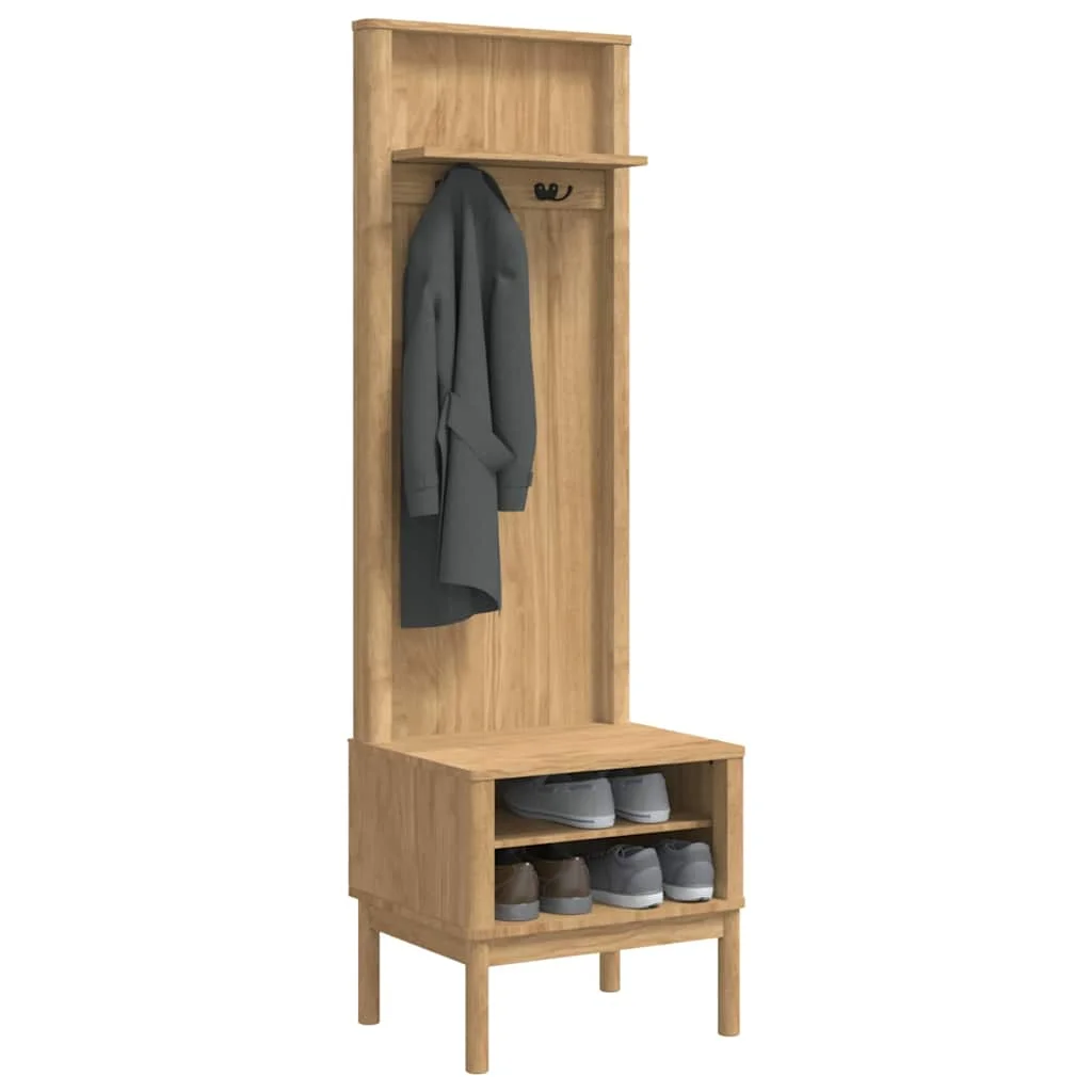 Előszobafal FLORO Faggyú barna 50 x 40 x 158 cm Tömör fenyőfa