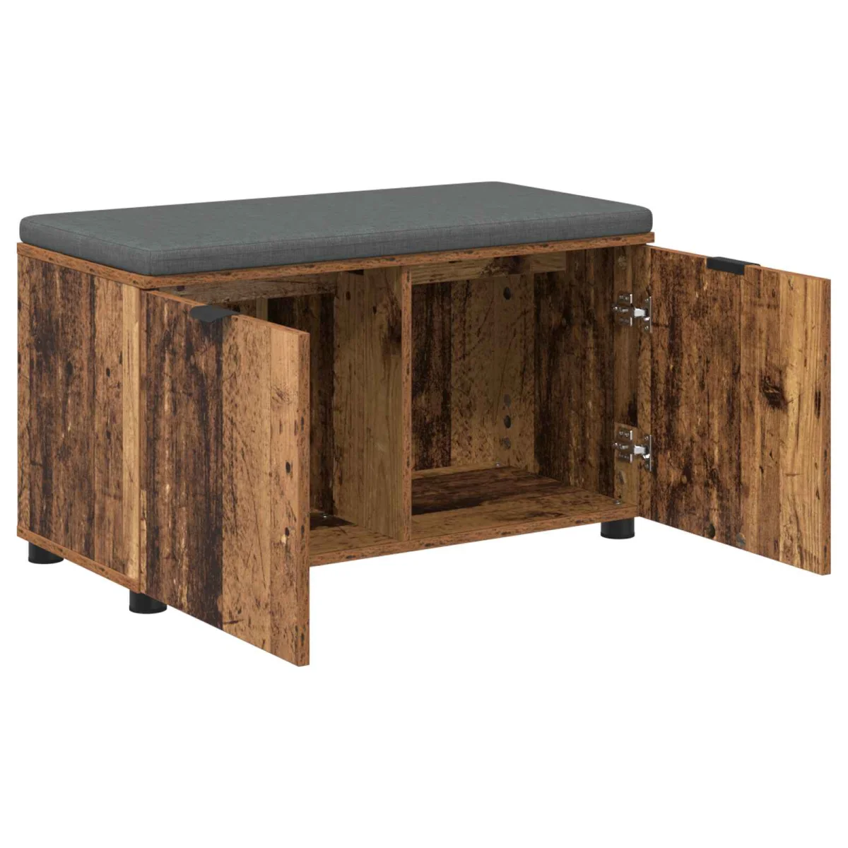Előtér pad ajtóval Öreg fa 80 x 38 x 46 cm Műanyag Fa és Szövet