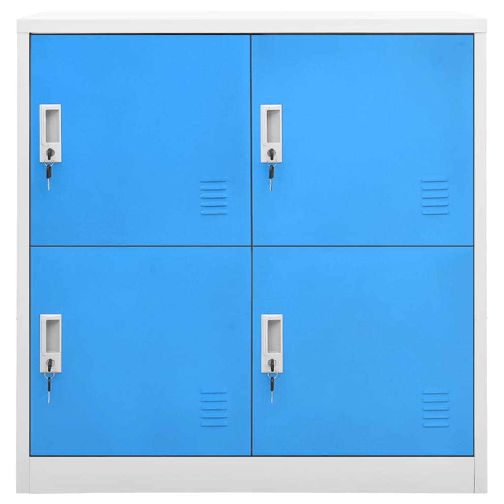 2 db világosszürke-kék acél zárható szekrény 90 x 45 x 92,5 cm 