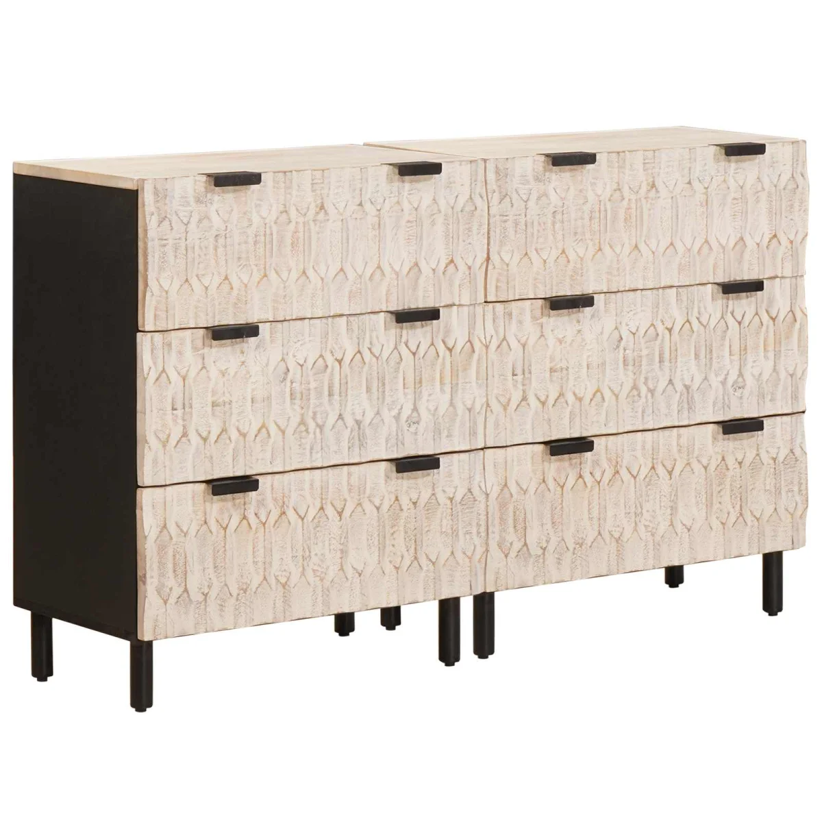 Széf 2 pcs Fehér mosott felület 60 x 33 x 75 cm Tömör Mangófát