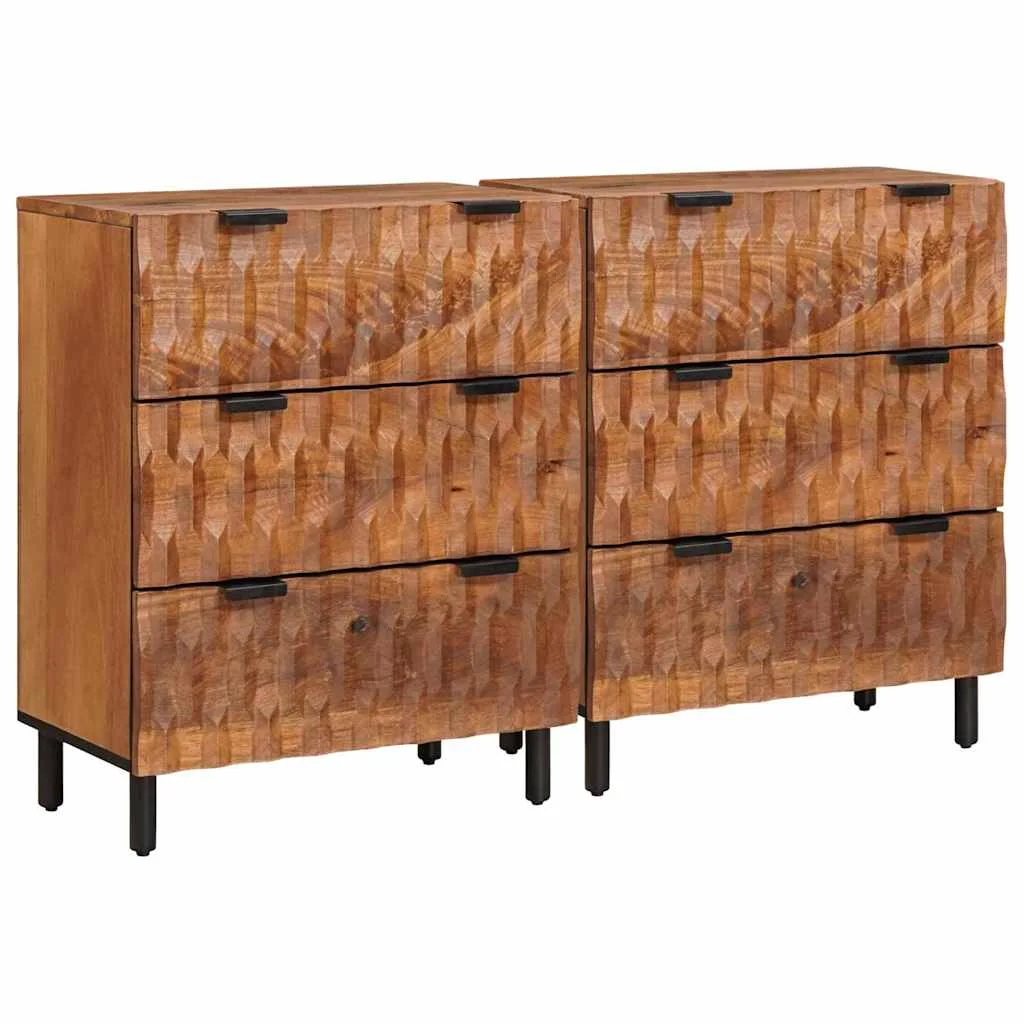 Széf 2 pcs Akácbarna felület 60 x 33 x 75 cm Tömör Mangófát