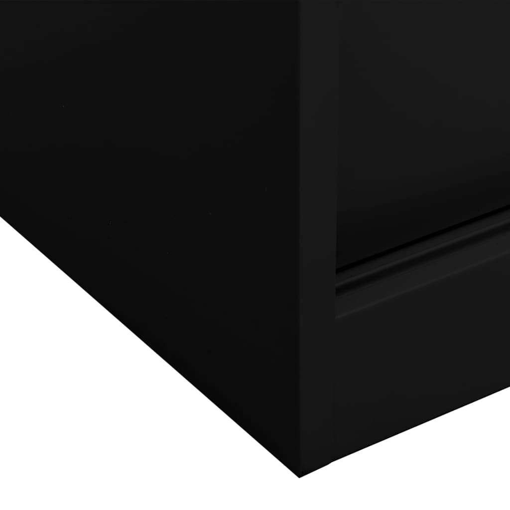 Fekete acél tolóajtós irodai szekrény 90 x 40 x 90 cm