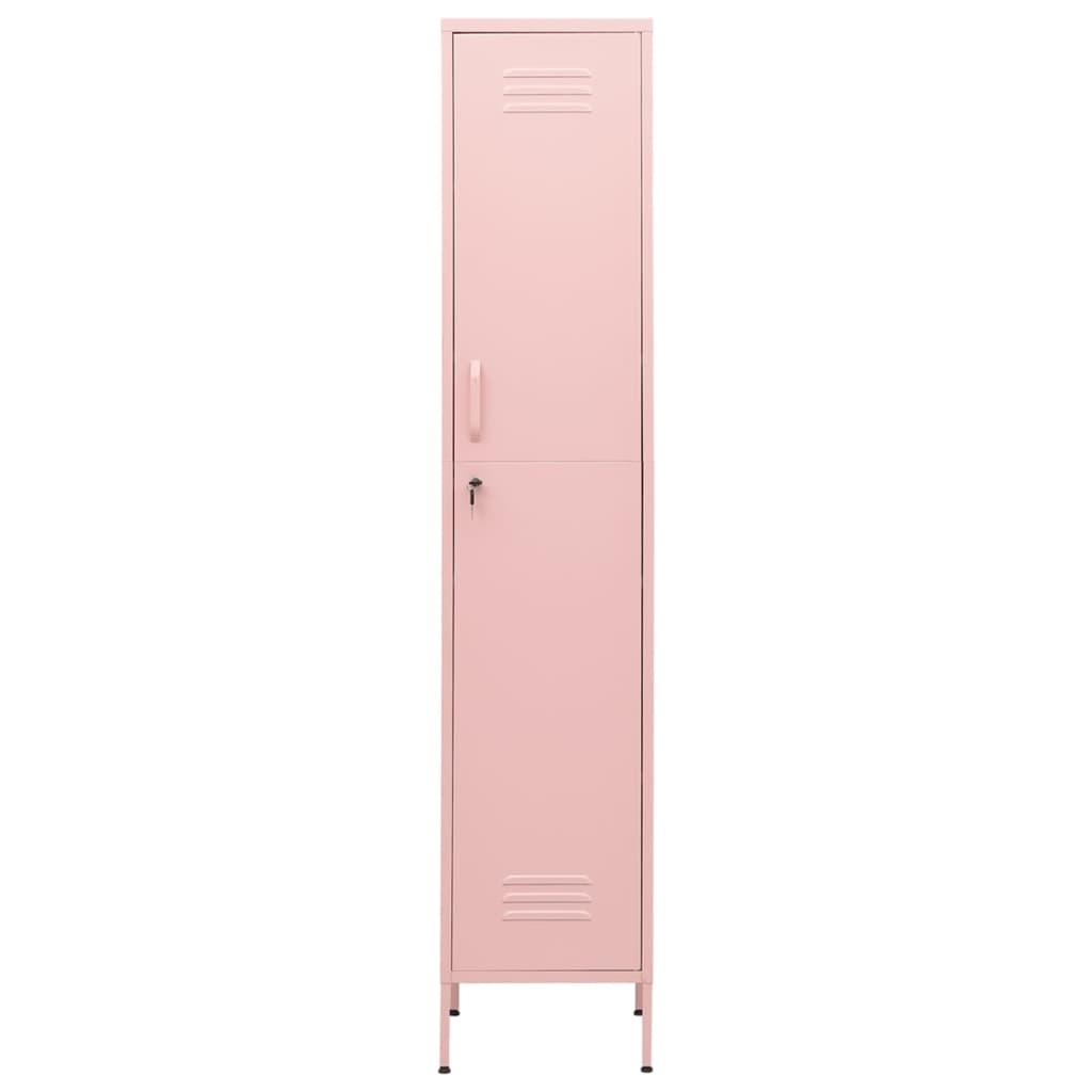 Rózsaszín acél zárható szekrény 35 x 46 x 180 cm