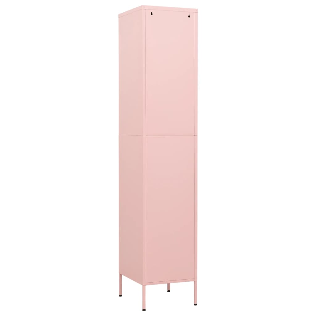 Rózsaszín acél zárható szekrény 35 x 46 x 180 cm