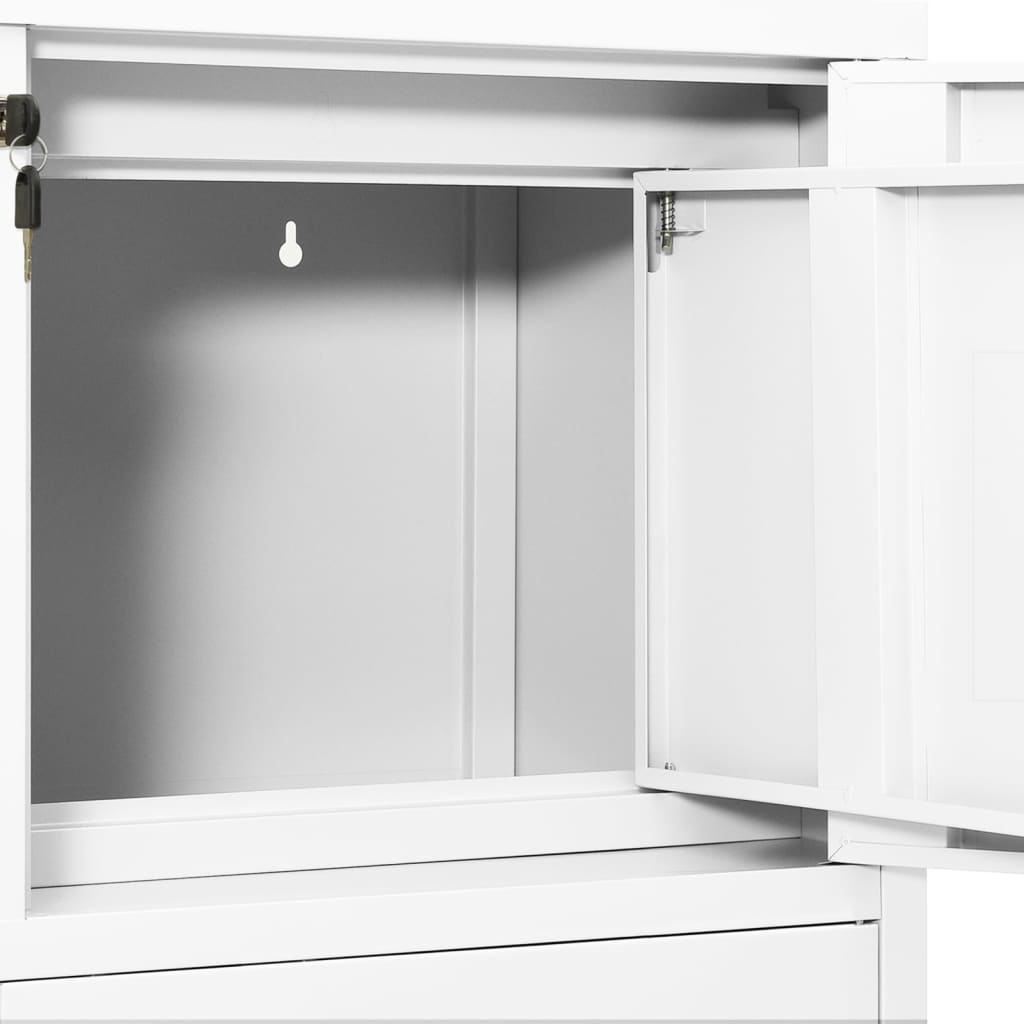 Fehér acél irodai szekrény 90 x 40 x 102 cm