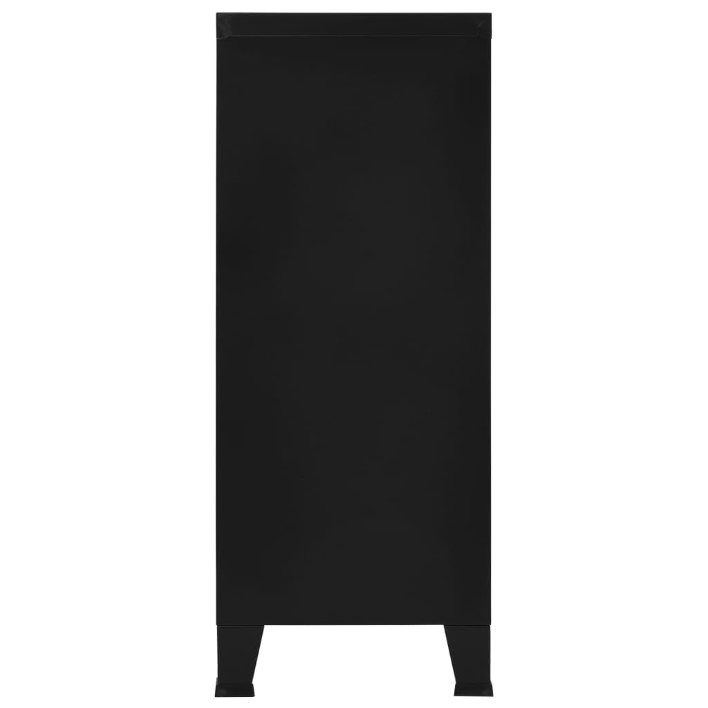Fekete acél ipari tárolószekrény 90 x 40 x 100 cm