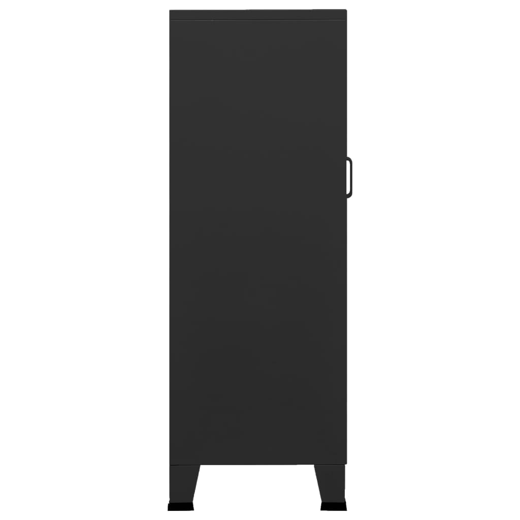 Fekete fém ipari tárolószekrény 70 x 40 x 115 cm