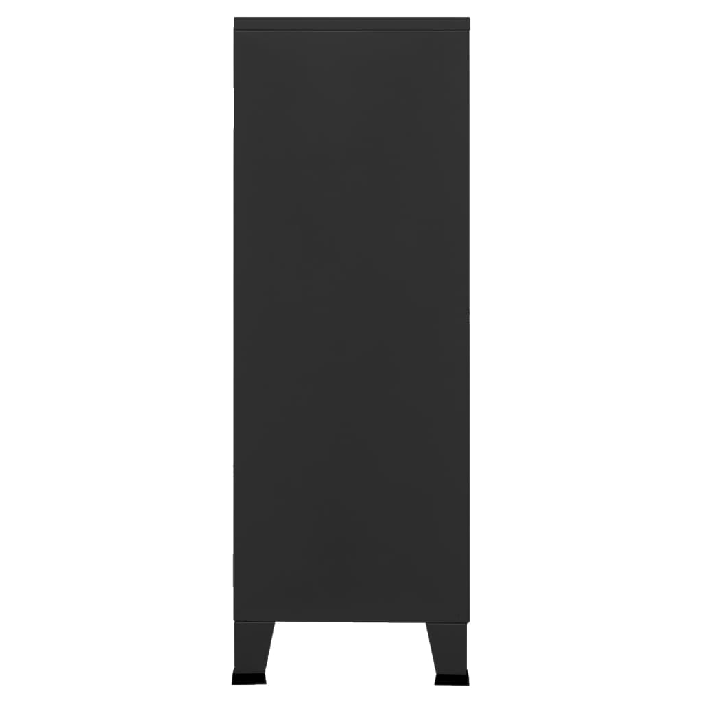 Fekete fém ipari tárolószekrény 75 x 40 x 115 cm