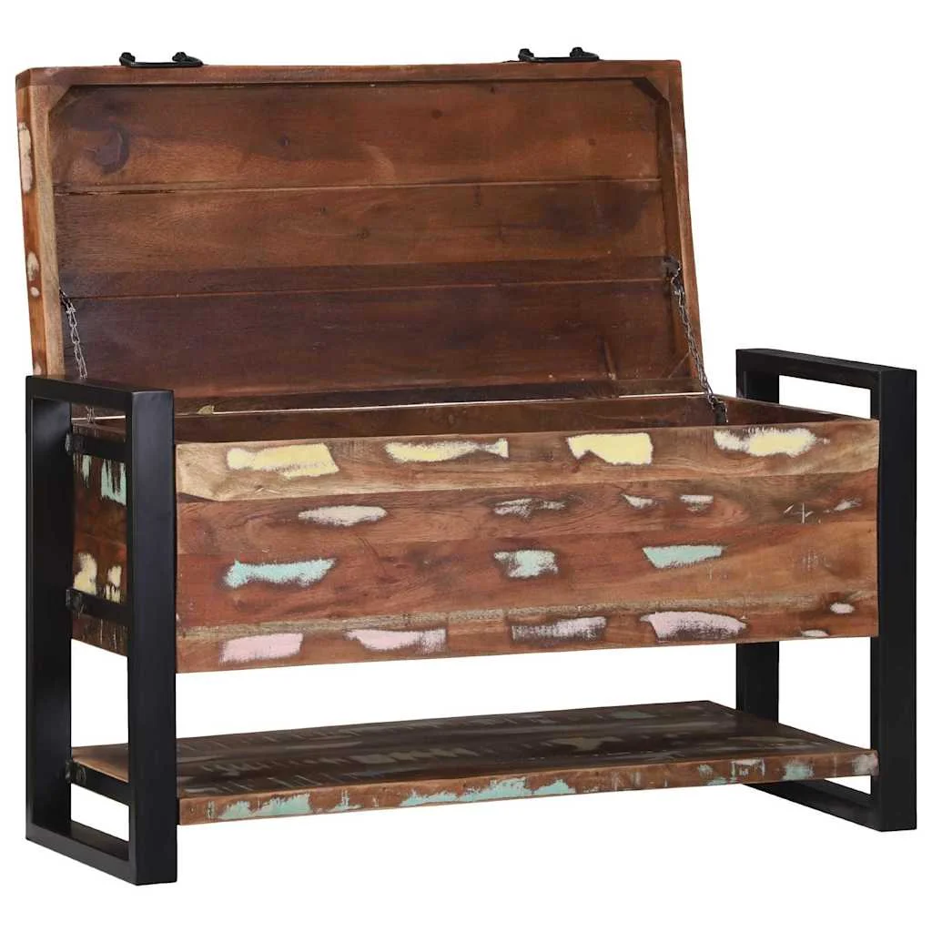 Tároló láda Többszínű 80x35x45 cm Tömör Fa Újrahasznosított