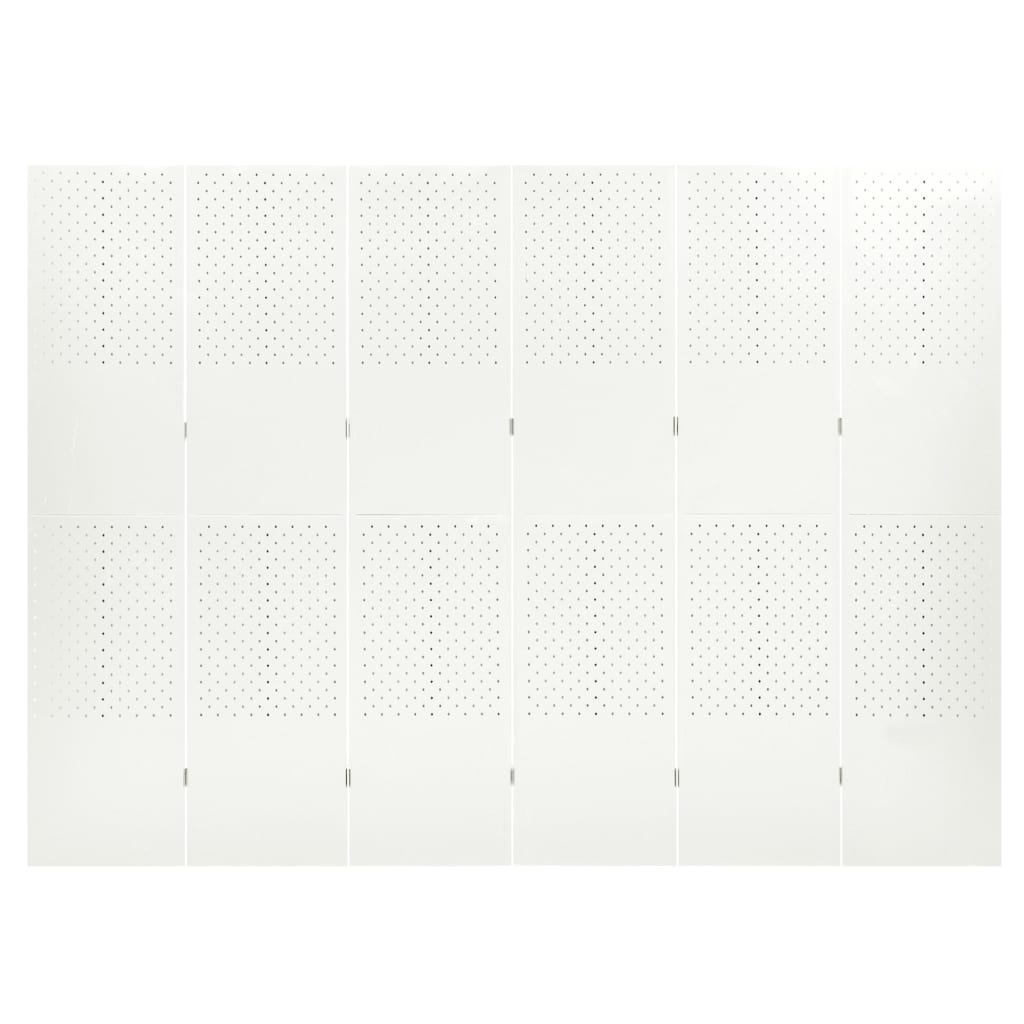 2 db fehér acél 6-paneles térelválasztó 240 x 180 cm