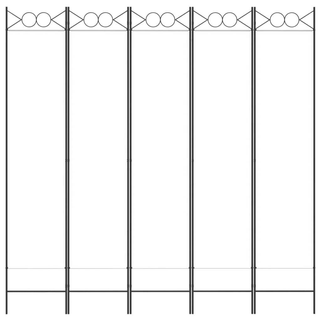 Fehér 5 paneles paraván 200x200 cm szövet