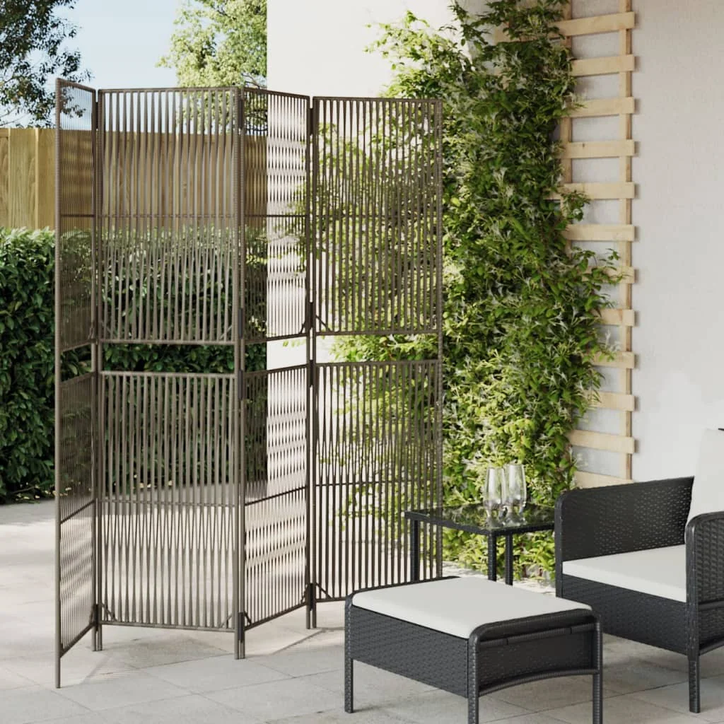 Szürke 4 paneles polyrattan térelválasztó