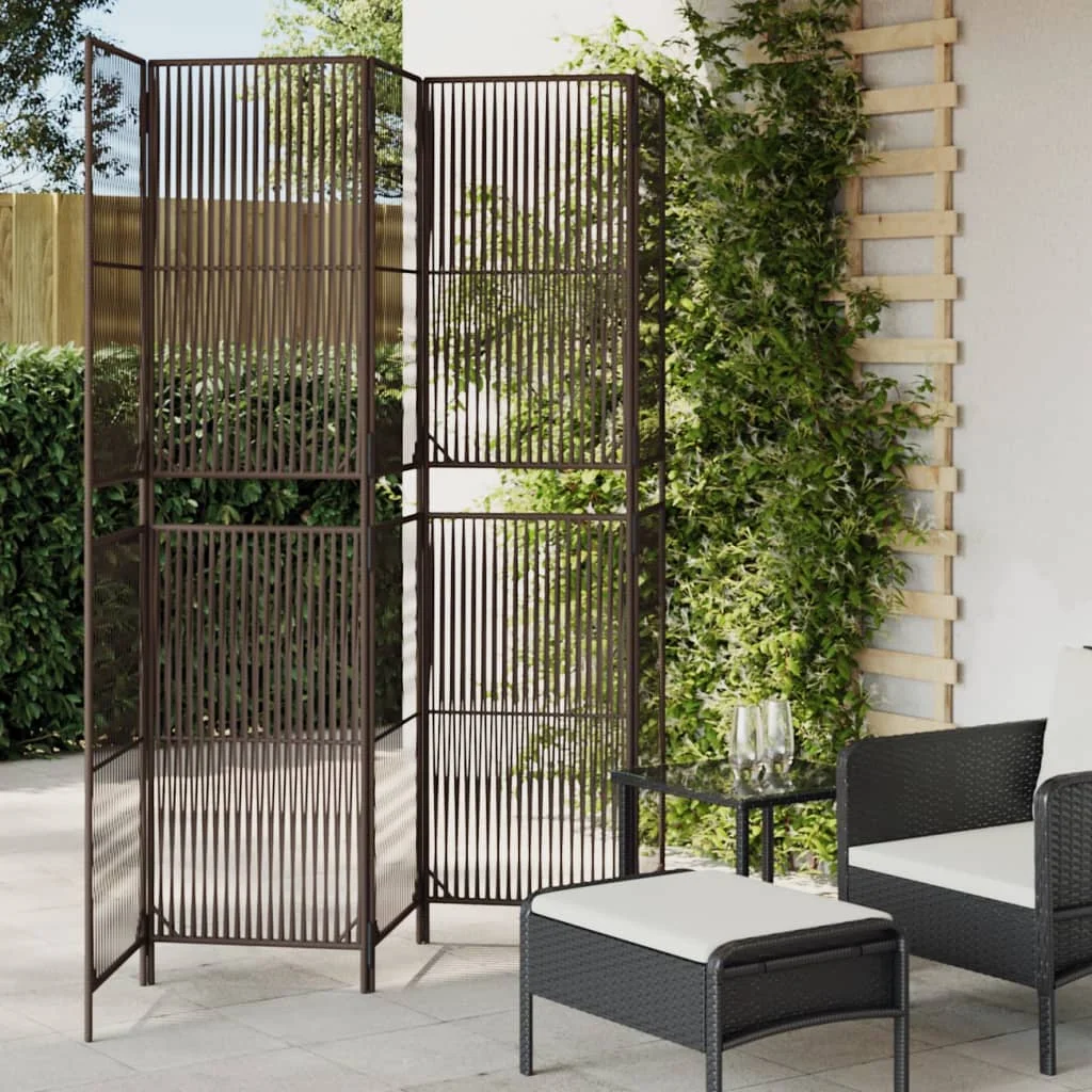 Barna 5-paneles polyrattan térelválasztó