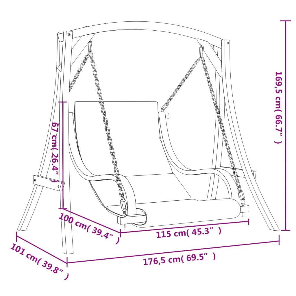 Tömör lucfenyő tíkfa kivitelezésű hintaszék párnával