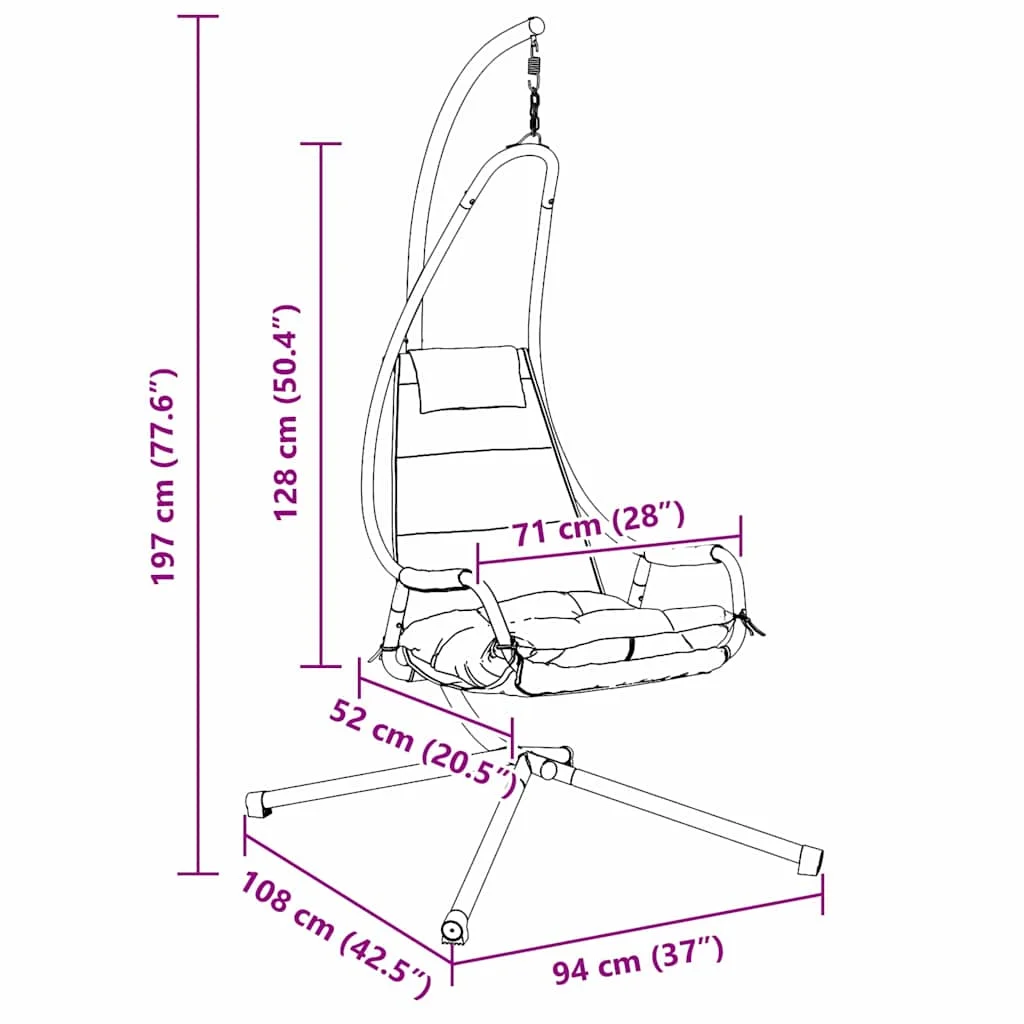 Függő tojás szék Bézs 94 x 107 x 196.5 cm Acél