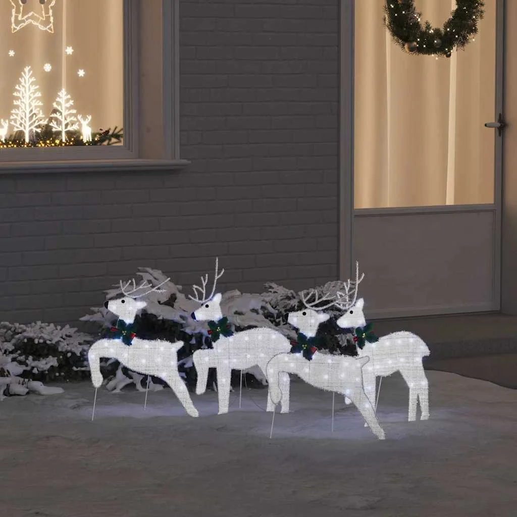 LED rénszarvasok 4 pcs Ezüst szövet