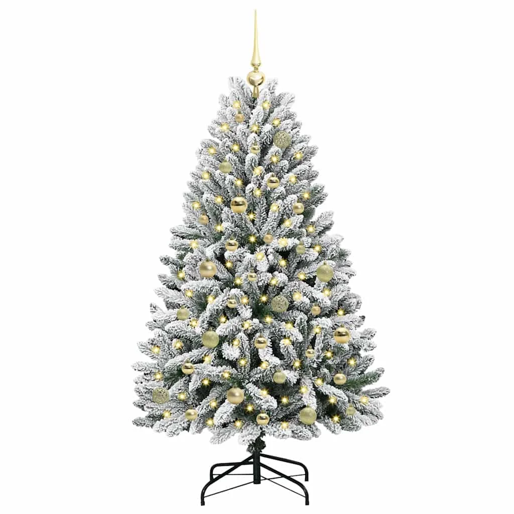 Mű karácsonyfa 150 LED-del Zöld és Fehér 150 cm PVC és fém
