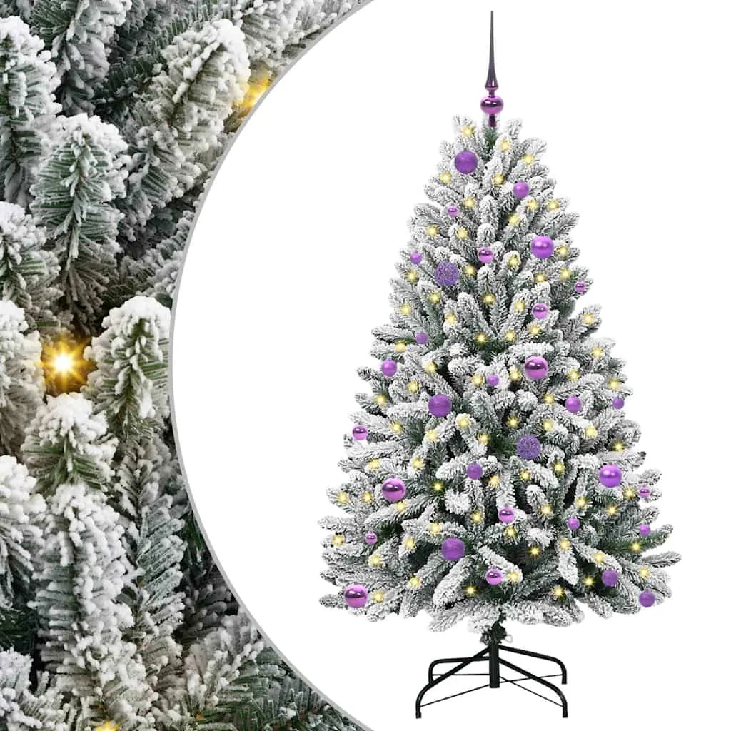 Mű karácsonyfa 150 LED-del Zöld és Fehér 150 cm PVC és fém