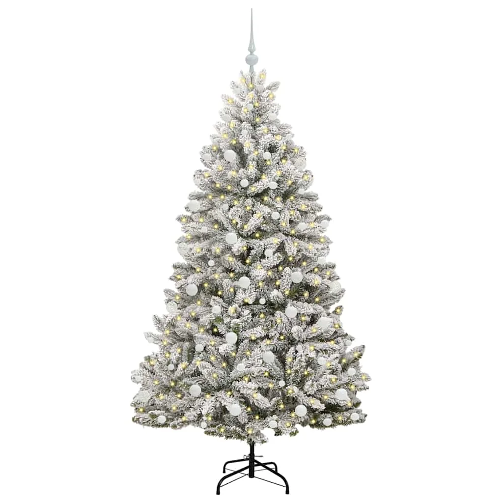 Mű karácsonyfa 300 LED-del Zöld és Fehér 180 cm PVC és fém