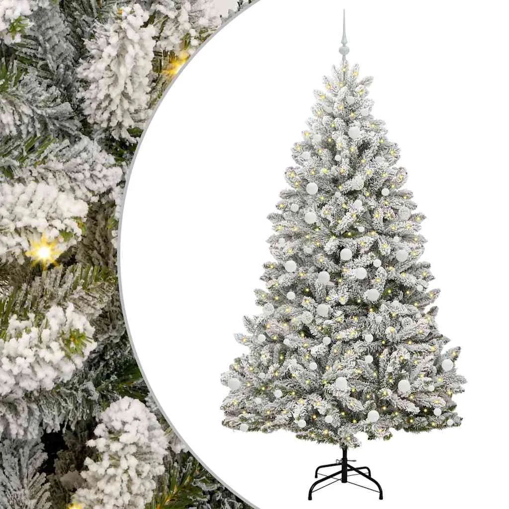 Mű karácsonyfa 300 LED-del Zöld és Fehér 210 cm PVC és fém