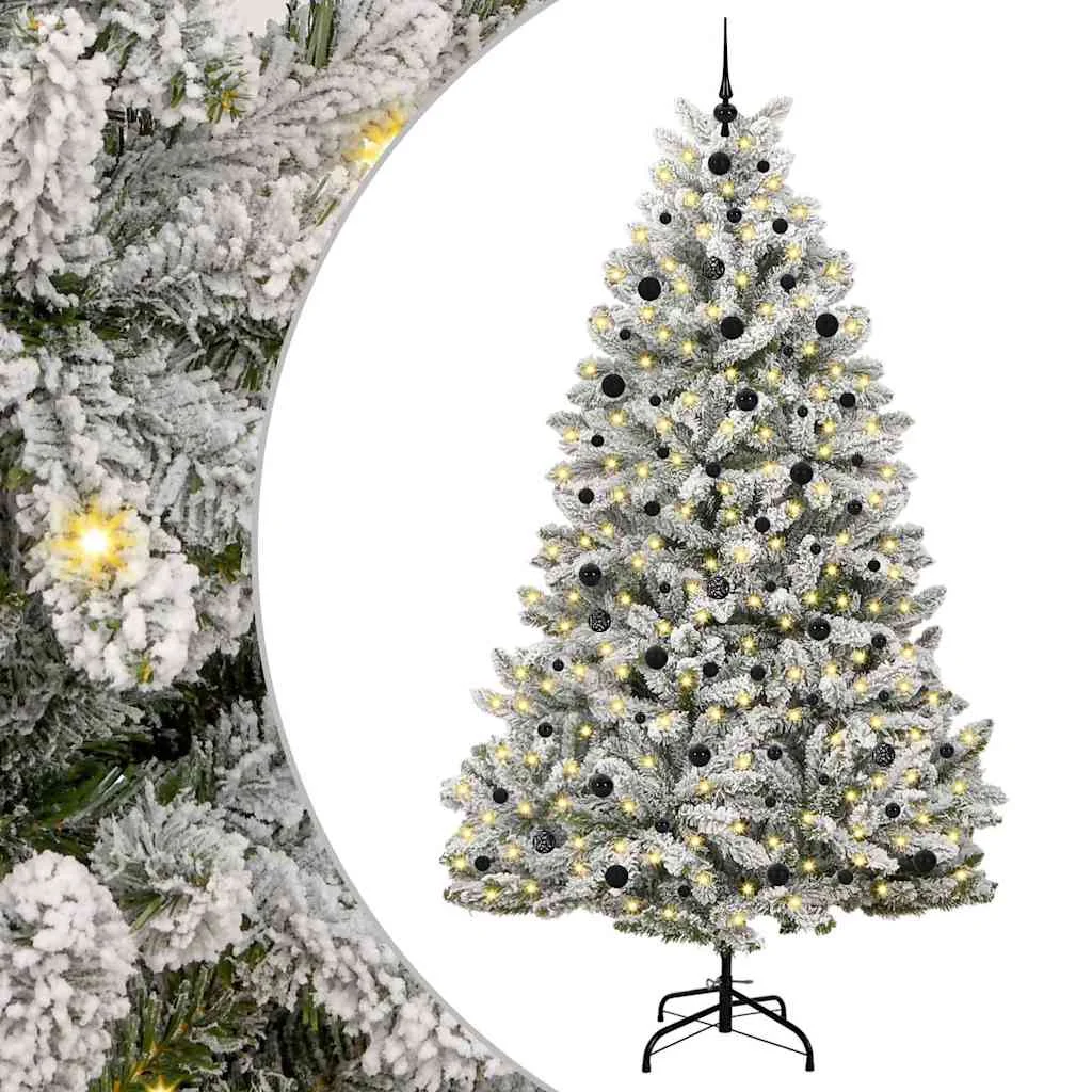 Mű karácsonyfa 300 LED-del Zöld és Fehér 240 cm PVC és fém