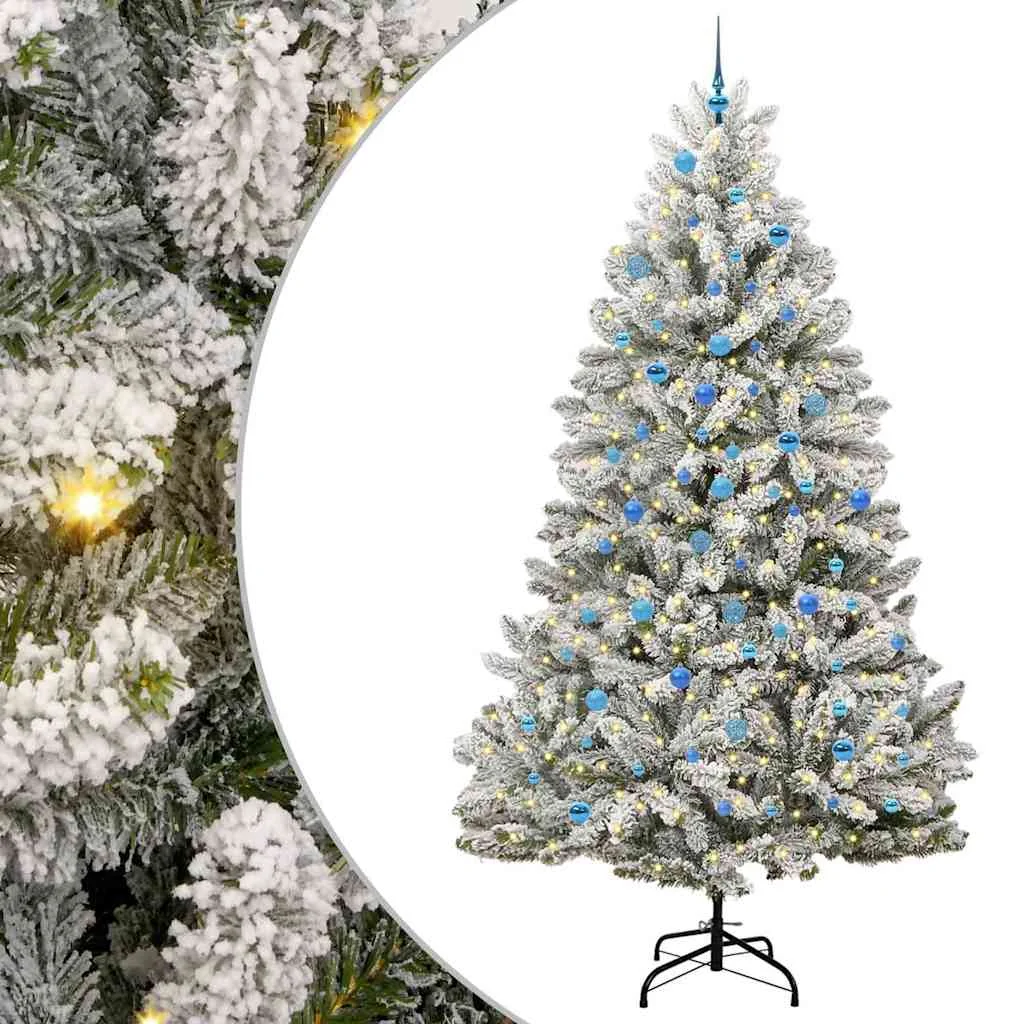 Mű karácsonyfa 300 LED-del Zöld és Fehér 240 cm PVC és fém