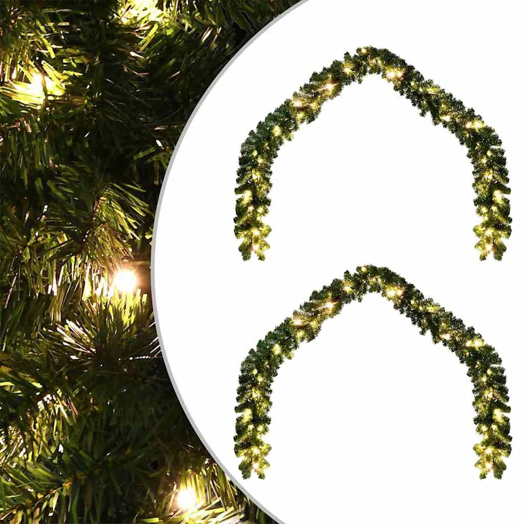 Karácsonyi girlanda 600 LED-del 2 pcs Zöld PVC