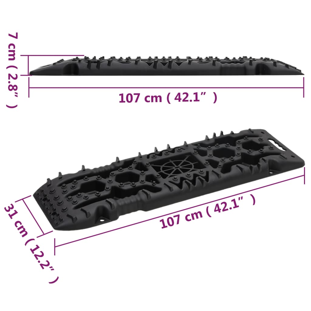 2 db fekete nejlon vontatási táblák 107x31x7 cm