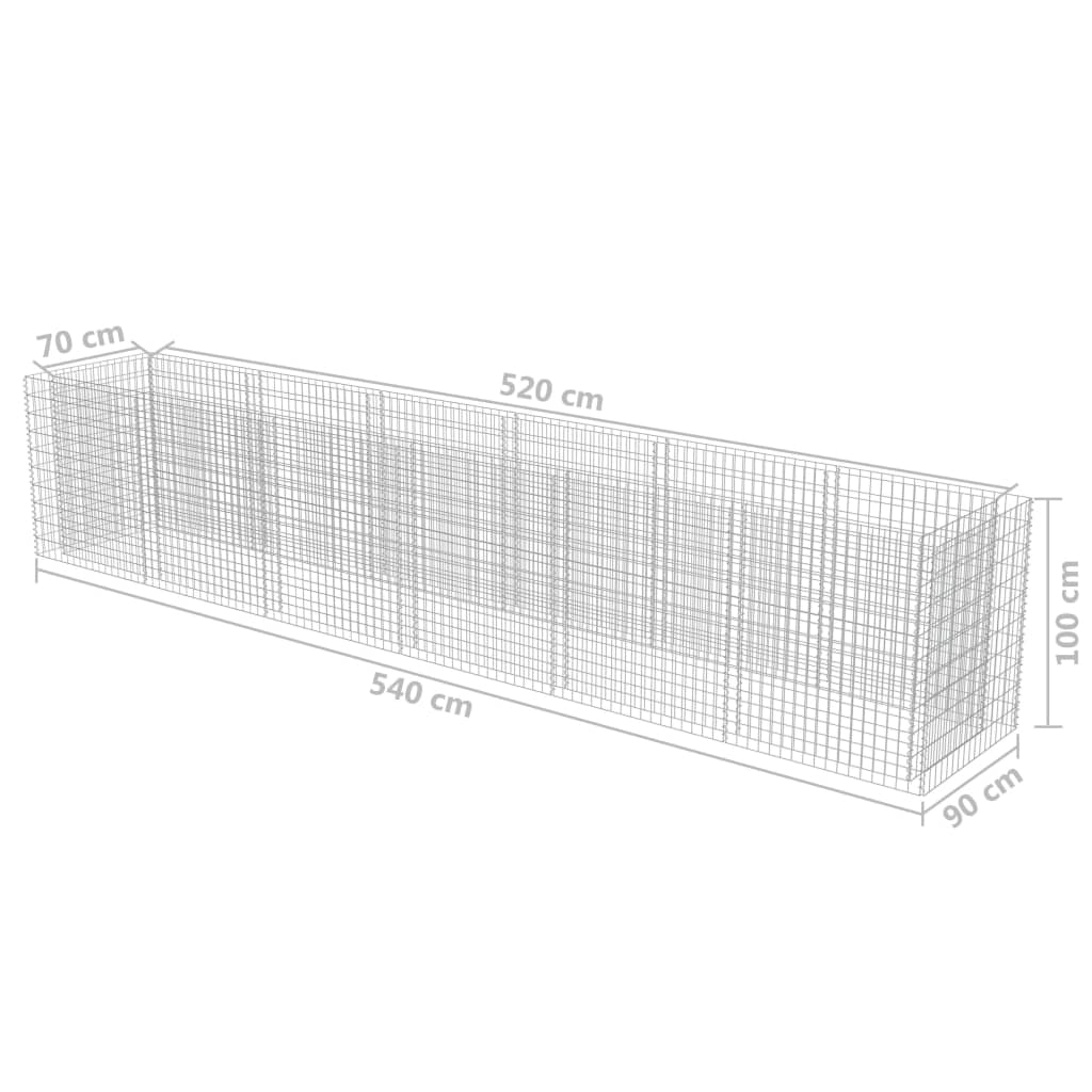 Horganyzott acél gabion magaságyás 540 x 90 x 100 cm