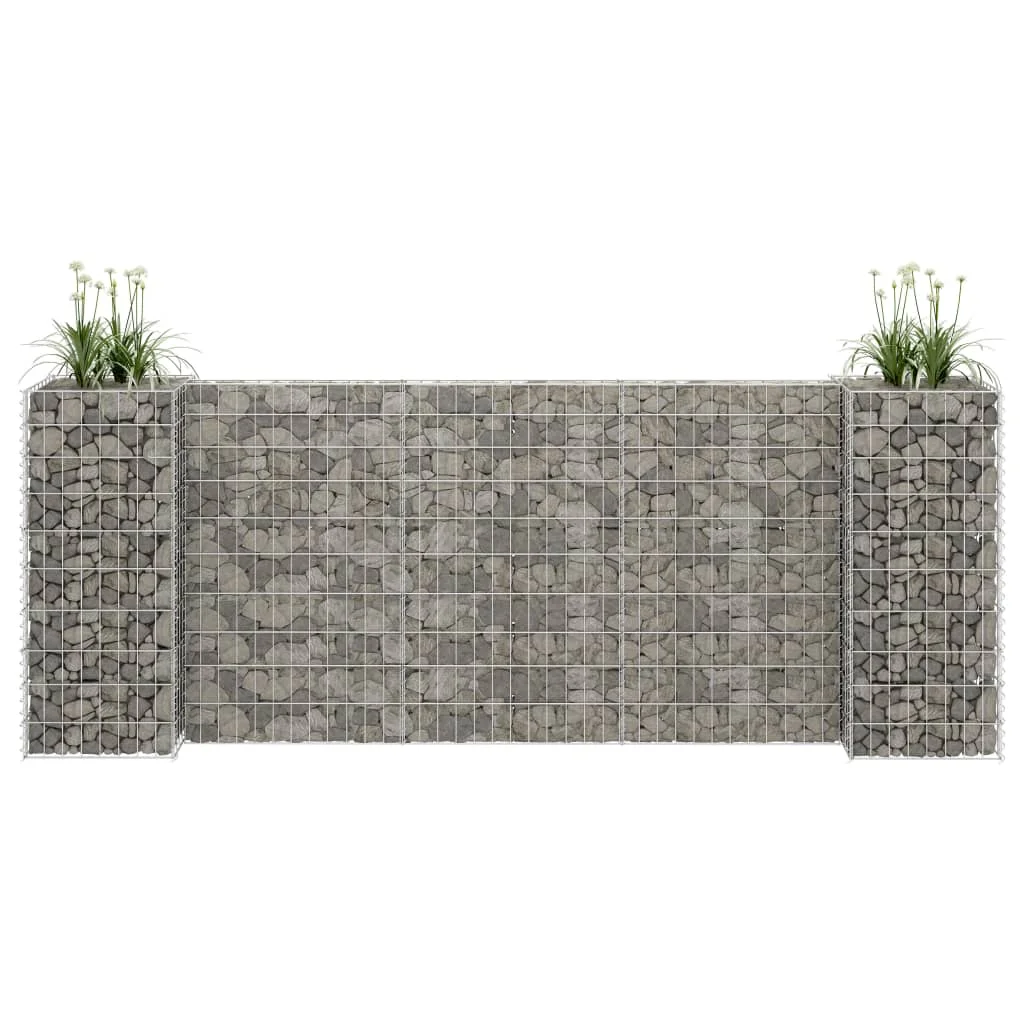 H alakú acéldrót virágtartó gabion 260 x 40 x 100 cm