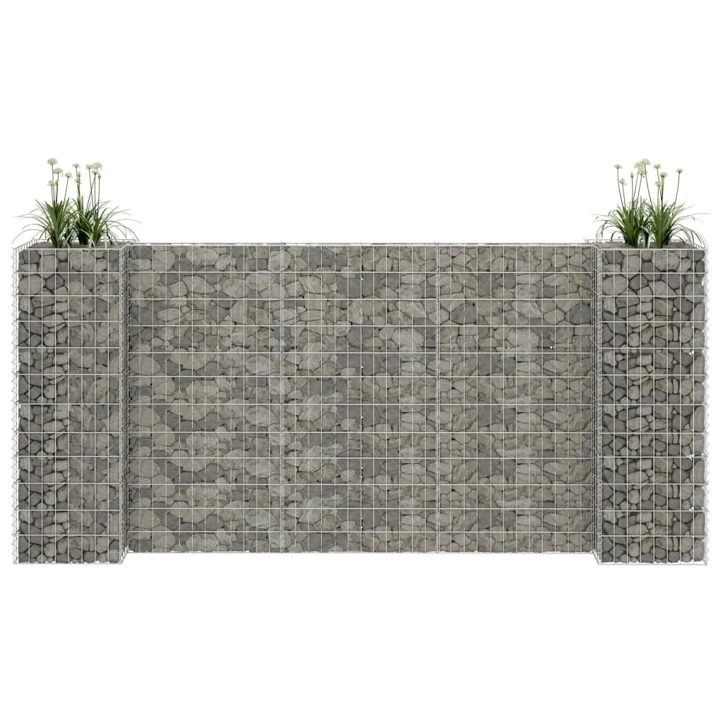 H alakú acéldrót virágtartó gabion 260 x 40 x 120 cm