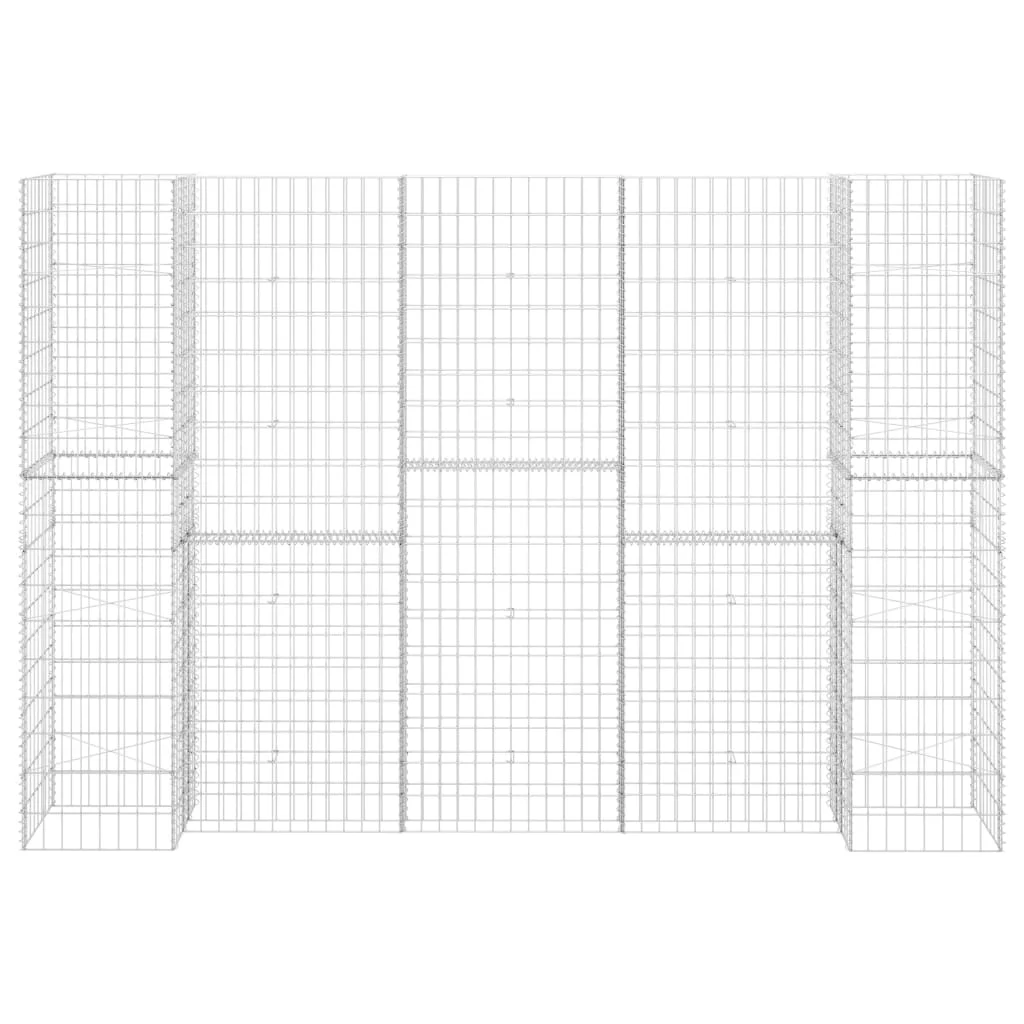 H alakú acéldrót virágtartó gabion 260 x 40 x 180 cm
