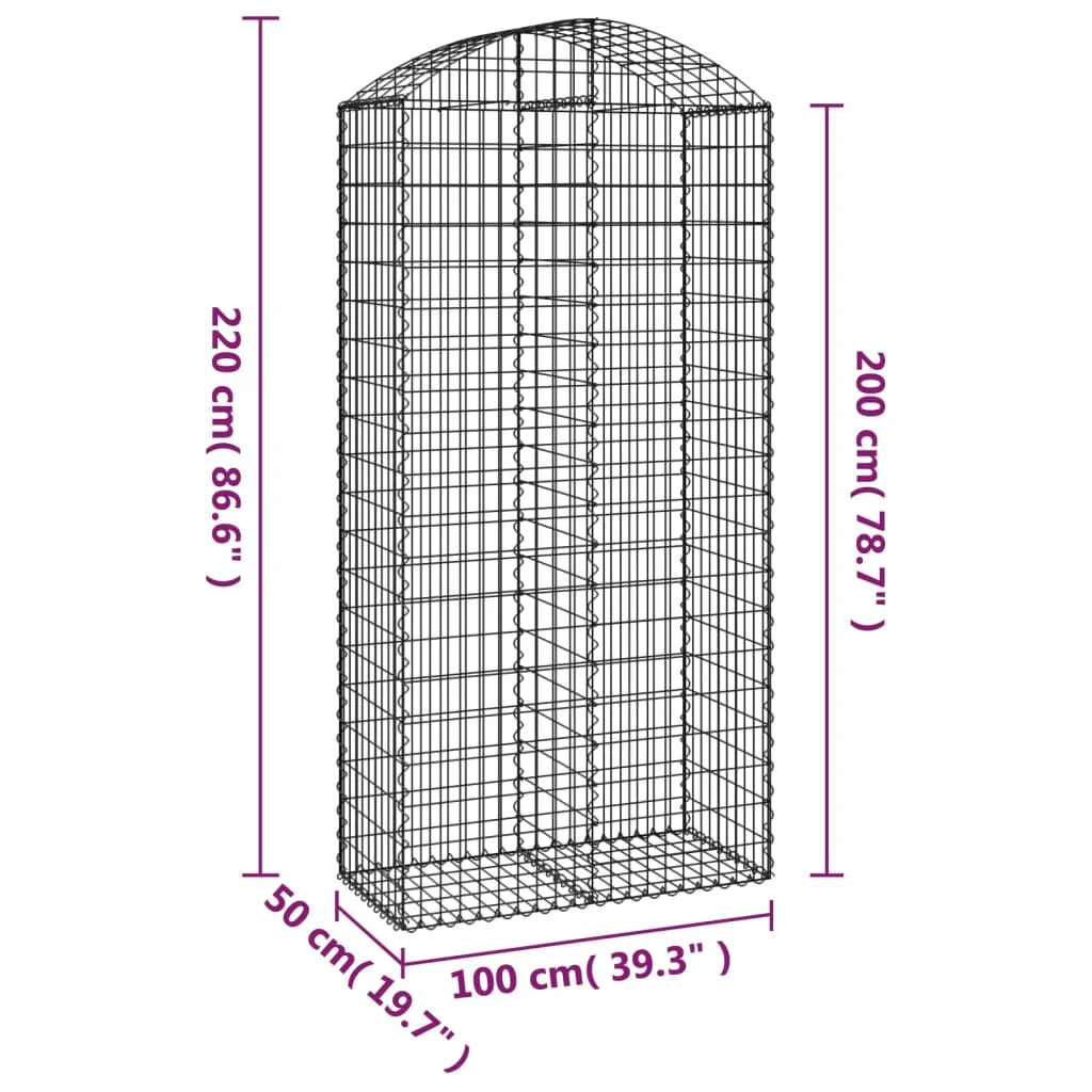 íves horganyzott vas gabion kosár 100x50x200/220 cm