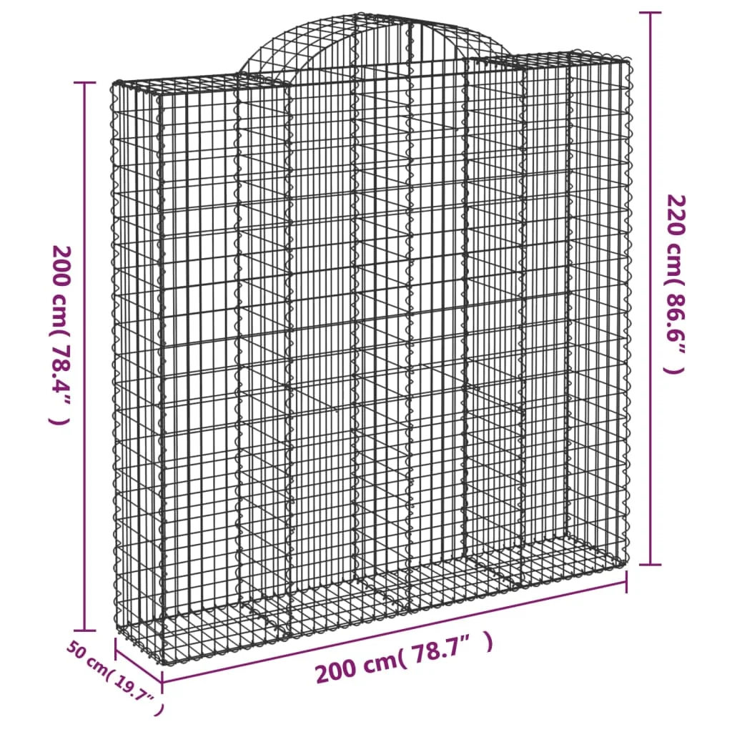 íves horganyzott vas gabion kosár 200x50x200/220 cm