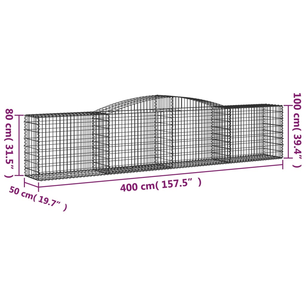 íves horganyzott vas gabion kosár 400x50x80/100 cm