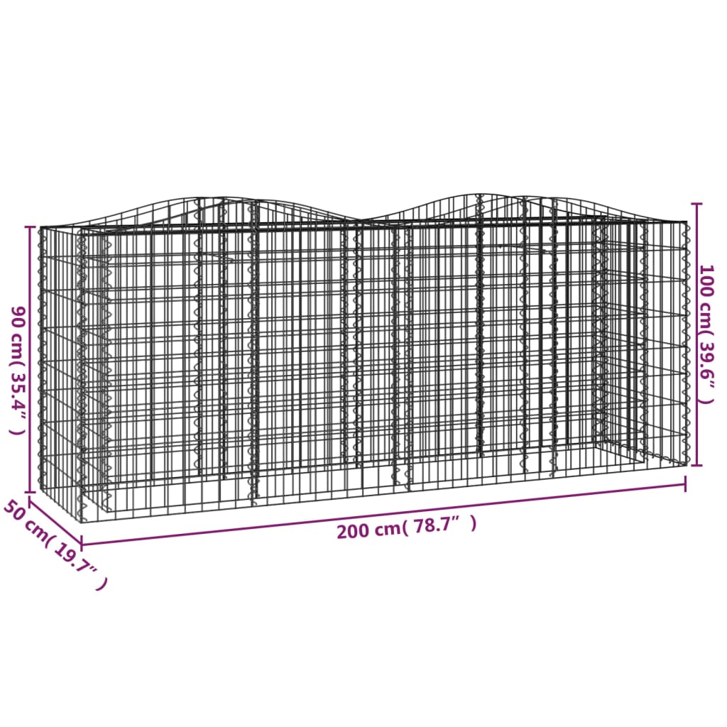 íves horganyzott vas gabion magaságyás 200x50x100 cm