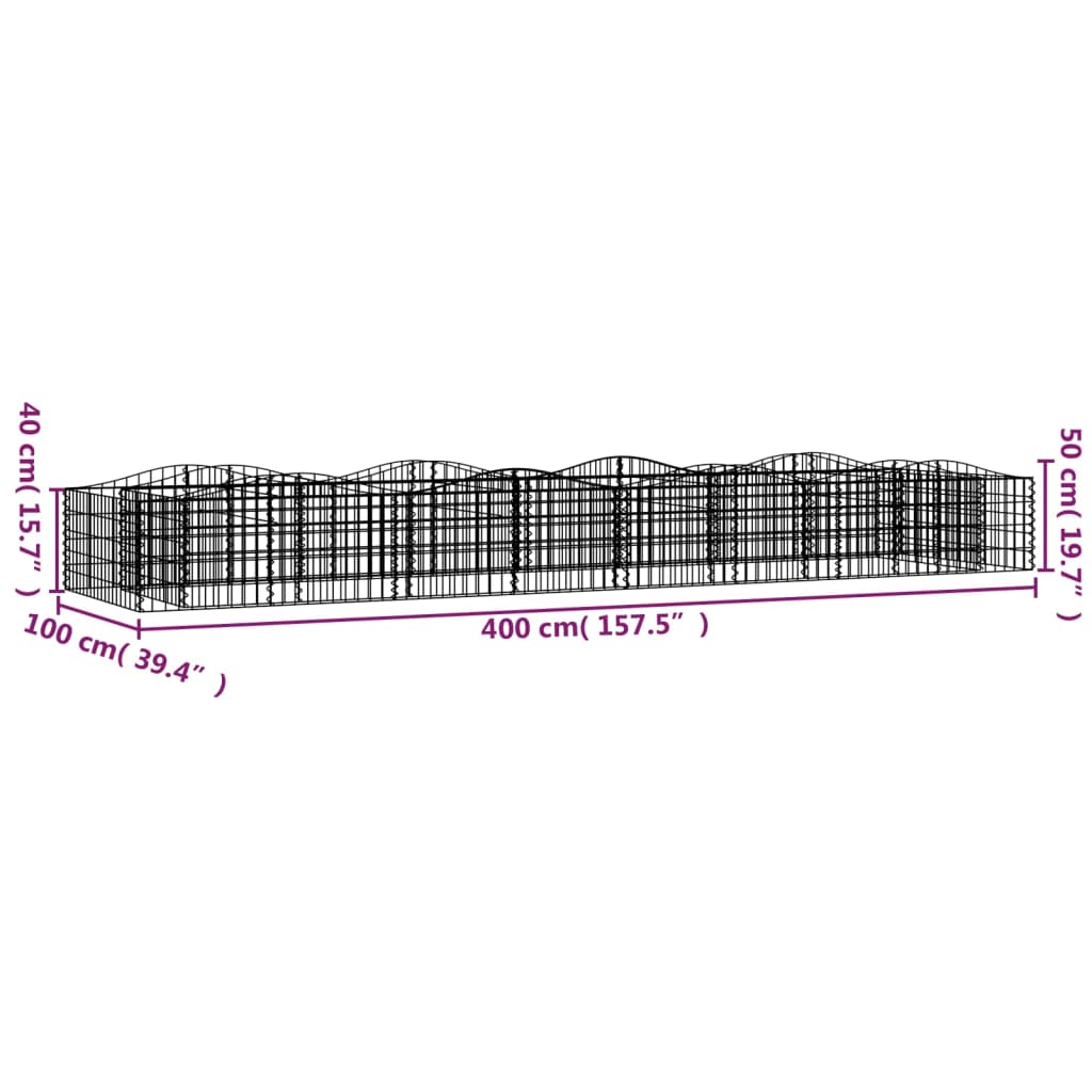 íves horganyzott vas gabion magaságyás 400x100x50 cm