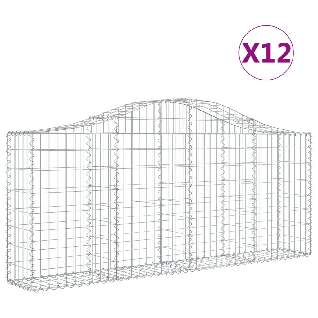 12 db íves horganyzott vas gabion kosár 200x30x80/100 cm