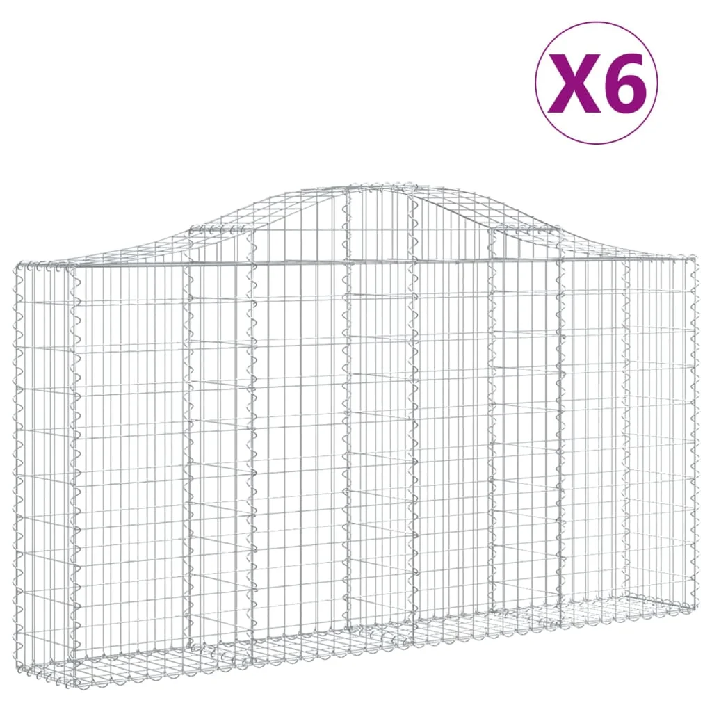 6 db íves horganyzott vas gabion kosár 200x30x100/120 cm