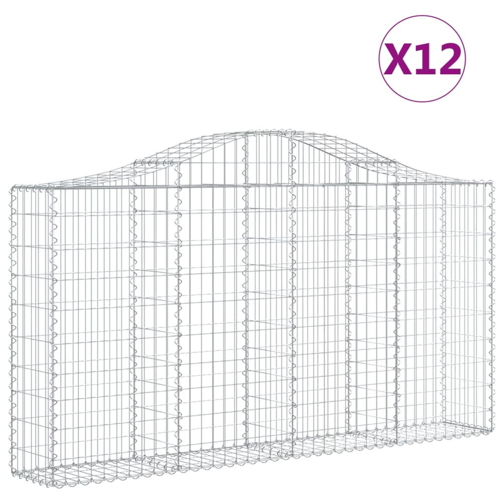 12 db íves horganyzott vas gabion kosár 200x30x100/120 cm