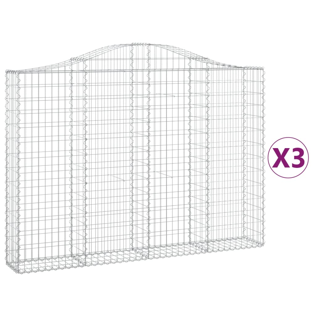 3 db íves horganyzott vas gabion kosár 200x30x140/160 cm